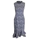Erdem Louisa Fluted Midi Dress in Blue Polyester