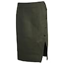 Sandro Side Button Pencil Skirt in Olive Wool