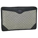 GUCCI Micro GG Canvas Clutch Bag PVC Leather Gray Navy Auth ti1145 - Gucci