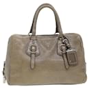 PRADA Hand Bag Leather Gray Auth am4570 - Prada
