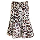 alaia marfil / Bronceado / Falda acampanada de pelo de becerro con estampado de leopardo marrón - Alaïa