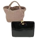 Miu Miu Handtasche aus emailliertem Leder 2Set Pink Black Auth bs6160