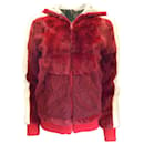 Mr & Mrs Italy Red / ivory / Green Camo Lined Hooded Full Zip Mink Fur Jacket - Mr & Mrs italy