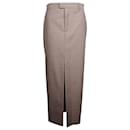 Bottega Veneta High-Waisted Front-Split Long Skirt In Brown Wool