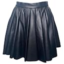 David Koma Pleated Short Skirt in Black Leather - Autre Marque