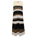 Weekend Max Mara Dyser Open-knit Striped Midi Dress in Brown Cotton