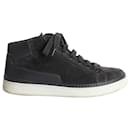 Prada Downtown Avenue High-top Sneakers in Grey Suede