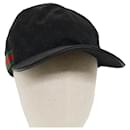 GUCCI GG Canvas Web Sherry Line Cap M Black Red Green 200035.601564 Auth yk7360 - Gucci