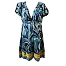 Stunning silk dress by Joseph in tones of different blue