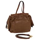 PRADA Hand Bag Leather 2way Shoulder Bag Brown Auth yb143 - Prada