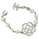 Chanel Gold Camellia and Faux Pearl Bracelet