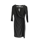 Schwarzes Jerseykleid mit drapierter Vorderseite von Ralph Lauren