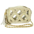 CHANEL Fringe Chain Shoulder Bag Lamb Skin Gold CC Auth 44673 - Chanel