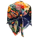 GUCCI NAVY BLUE MULTI JOSEPHINE FLORAL PRINTED WOOL AND SILK SCARF - Gucci
