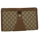 GUCCI GG Canvas Web Sherry Line Clutch Bag PVC Leather Beige Red Auth 45600 - Gucci