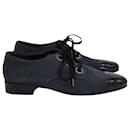 Moschino Lace-Up Oxfords in Navy Blue Suede