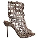 Sophia Webster Delphine Metallic Cage Lace-up Sandals in Gold Leather - Sophia webster