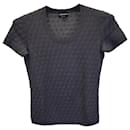 T-shirt à motif jacquard Giorgio Armani en laine vierge grise