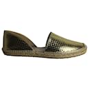 Jimmy Choo Dreya Metallic geprägte Espadrille-Flats aus goldenem Leder