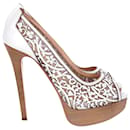 Christian Louboutin Pampas 150 Floral Cut-out Peep-toe Platform Pumps in White Leather