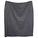 Giorgio Armani Striped Mini Pencil Skirt in Grey and Black Virgin Wool Blend