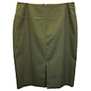 Yves Saint Laurent Rive Gauche Above-knee Pencil Skirt in Olive Green Poly-Cotton