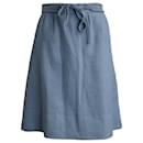 Chloé Tie Waist Knee Length Skirt in Light Blue Silk