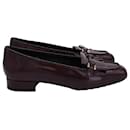 Tod's Fringe Slip On Loafers in Brown Patent Leather 