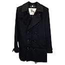 Burberry London Double-breasted Short Trench Coat in Black Polyester Cotton