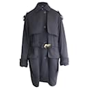 Tom Ford Belted Frayed Trench Coat In Black Cotton