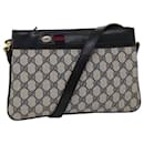 GUCCI GG Canvas Sherry Line Shoulder Bag Gray Red Navy 904.02.035... auth 45948 - Gucci