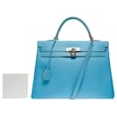 Hermes Kelly bag 35 in Blue Leather - 101266 - Hermès