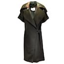 Johanna Ortiz Olive Green The Way of the Warrior Short Sleeved Wool Coat - Autre Marque
