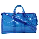 LOUIS VUITTON Monogram Vinyl Keepall Bandouliere 50 Bag Blue M53272 auth 46351a - Louis Vuitton