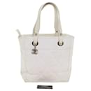 CHANEL Shoulder Bag Coated Canvas White CC Auth ar9716 - Chanel