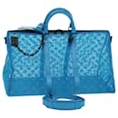 LOUIS VUITTON Monogram Mesh Keepall Triangle 50 Bag Blue M45048 LV Auth 46405a - Louis Vuitton