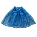 falda plisada en organza de seda a cuadros azul cobalto talla XS o 34 - Autre Marque
