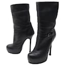 YVES SAINT LAURENT SHOES TRIBTOO ANKLE BOOTS 36 FUR-LINED LEATHER BOOTS SHOE - Yves Saint Laurent
