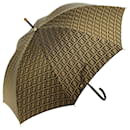FENDI Zucca Toile Parapluie Nylon Marron Noir Auth yk7408b - Fendi
