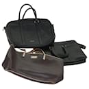 Coach Tote Bag Leather 3Set Black Brown Auth ar9795
