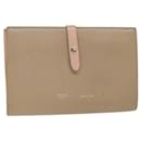 CELINE Large Strap Wallet Leather Beige Auth ar9727b - Céline