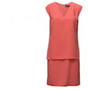 Lauren Ralph Lauren Damen-Sommerkleid mit korallenfarbenem Orange-Overlay, USA 8 Vereinigtes Königreich 12