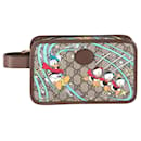 Gucci x Disney Donald Duck Print Pouch in Brown Canvas