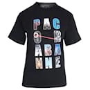 Paco Rabanne Logo Print T-shirt in Black Organic Cotton