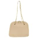 BALLY Chain Shoulder Bag Leather Beige Auth bs6384 - Bally