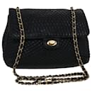 BALLY Chain Shoulder Bag Leather Black Auth bs6360 - Bally