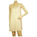 Temperley London Ivory Silk Cotton "Swiss Dot" Lace Straps Mini Dress size UK 10