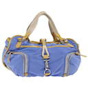 CELINE Boston Bag Nylon Azul Marrón Auth 48042 - Céline