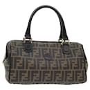 FENDI Zucca Canvas Boston Bag Noir Marron Auth yk7805 - Fendi