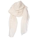 Sue & Kashmiere, white cashmere scarf with raw fringes. - Autre Marque